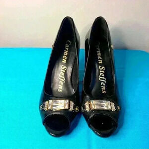 Carmen Steffens high heel shoes, black patten leather, size 35/37